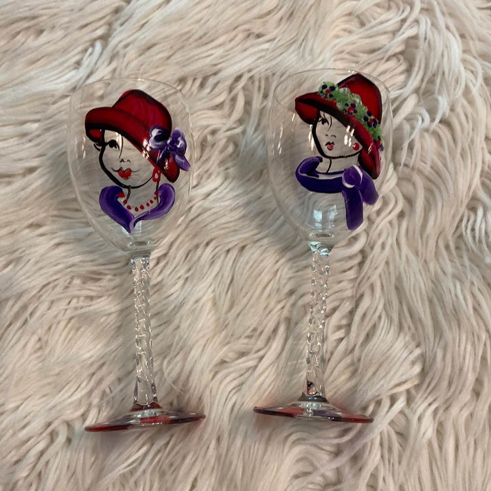 Two Wine Glasses sign  by Diana see all photos so beautiful hand painting